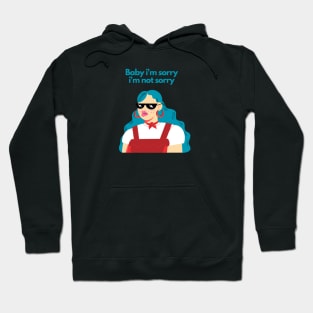 Baby cool blue hair girl with glasses red aesthetic illustration Hoodie